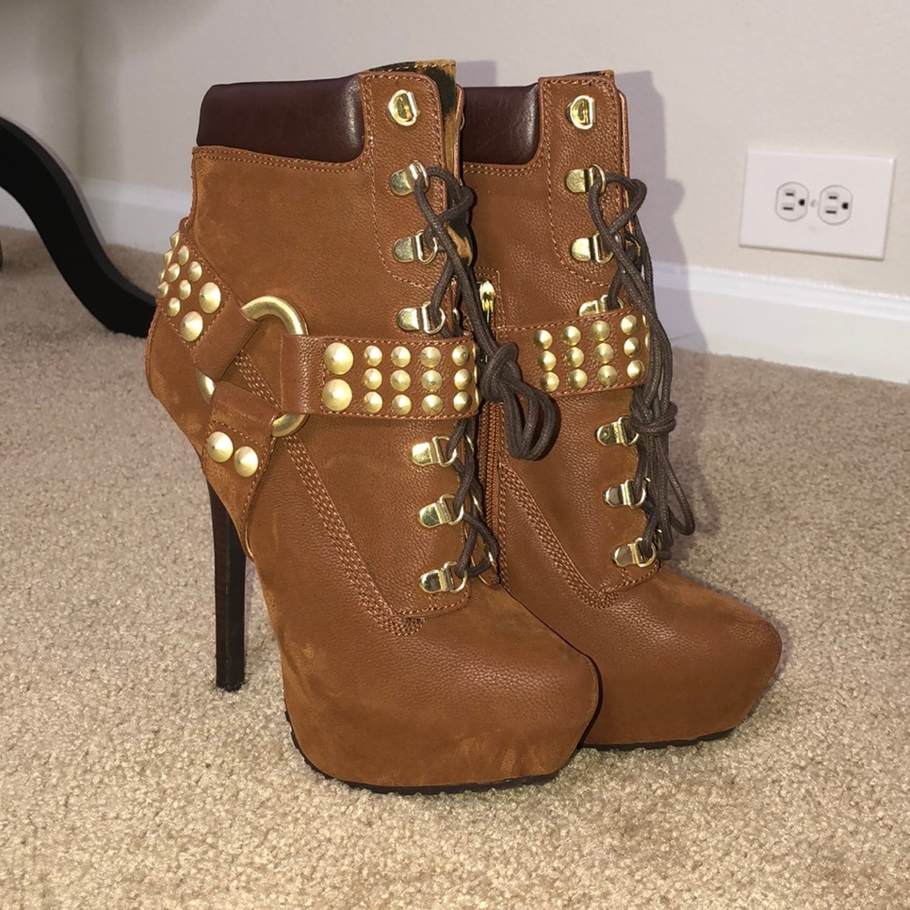 Brown Gold Booties